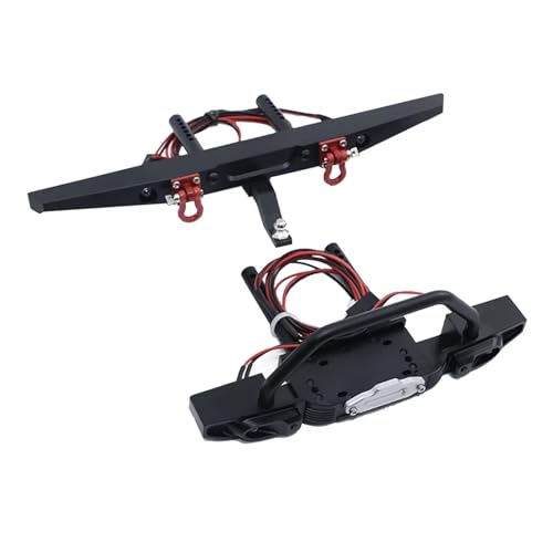 RC-Autostoßstange Kompatibel Mit Axial SCX10 90046 90047 Für Traxxas TRX4 TRX-4 1/10 RC Crawler Upgrade Teil Zubehör Metall Vorne Hinten Stoßstange Mit Lichter(Front and Rear) von QAWSED