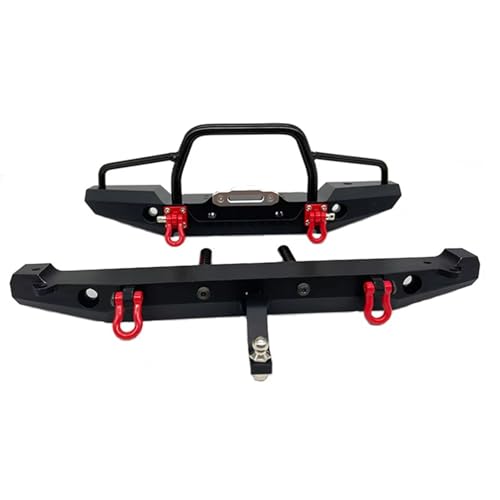RC-Autostoßstange Kompatibel Mit Axial TRX4 SCX10 1/10 RC-Autoteil, Frontstoßstange, RC-Upgradeteil, Verschleißfestes Metall, RC-Frontstoßstange Vorne Und Hinten Mit Licht(Front and Rear) von QAWSED