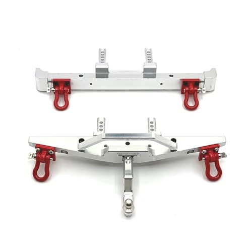 RC-Autostoßstange Kompatibel Mit MN128 MN86 G500 Metall-Front- Und Heckstoßstange Mit Abschlepphaken 1/12 RC-Auto-Upgrade-Teilezubehör(Silver,Front and Rear) von QAWSED