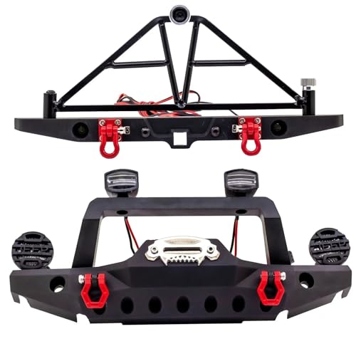 RC-Autostoßstange Kompatibel Mit TRX-4, Für Defender, Für Axial, Für SCX10, Für SCX10 II III 90046 90047 AX103007, 1/10 RC Crawler, Metall-Frontstoßstange, Upgrade-Teile(Front and Rear) von QAWSED