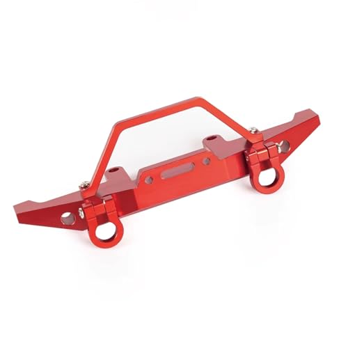 RC-Autostoßstange Kompatibel Mit WPL C14 C24 C24-1 C54 CB05S 1/16 RC-Auto, Aluminium-CNC-Frontstoßstange Mit Fester Winde, Upgrade-Teilezubehör(Red) von QAWSED