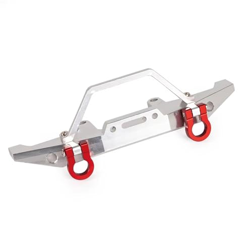 RC-Autostoßstange Kompatibel Mit WPL C14 C24 C24-1 C54 CB05S 1/16 RC-Auto, Aluminium-CNC-Frontstoßstange Mit Fester Winde, Upgrade-Teilezubehör(Silver) von QAWSED
