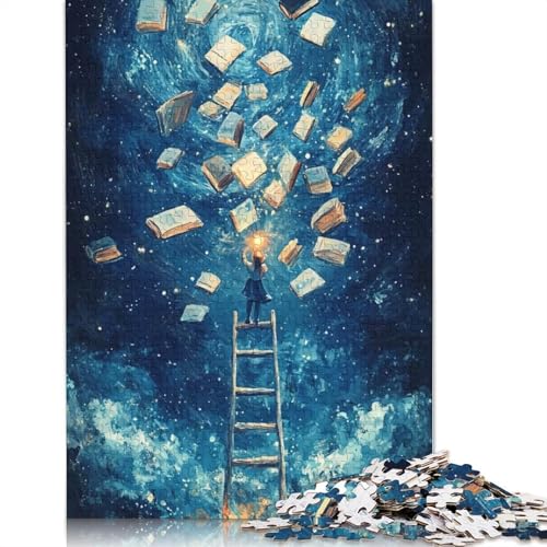 1000 Teile „Mädchen greift nach Büchern“, Puzzle für Erwachsene, Papierpuzzle, Lernspiel für Erwachsene Teenager, 1000 Teile (38 x 26 cm) von QBIREX