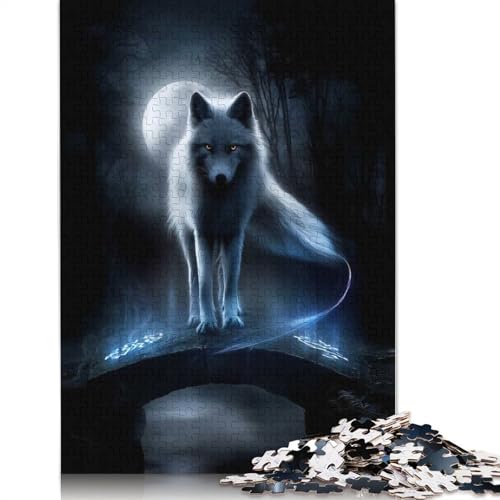 1000 Teile „Moonveil Fox – Spirit Guide of The Hidden Bridge“-Puzzle für Erwachsene, Puzzle, Lernspiel, Herausforderungsspielzeug (75 x 50 cm) von QBIREX