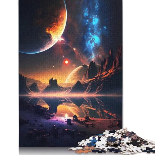 1000 Teile „Morgendämmerung auf dem Kosmos-Planeten“-Puzzle, Schwierigkeitsgrad: Puzzle, Lernspiele, Spielzeug, (75 x 50 cm) von QBIREX