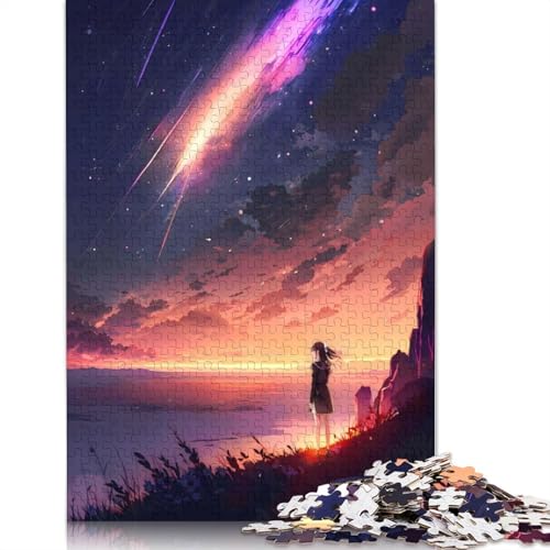 1000 Teile Anime Twilight Stargazing Puzzles, Schwierigkeitsgrad für Erwachsene, entspannende Spiele, Spielzeug, (38 x 26 cm) von QBIREX