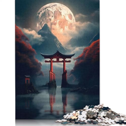 1000 Teile Japanisches Torii-Tor-Mond-Puzzle, Schwierigkeitsgrad Puzzle, Lernspiele, Spielzeug, (38 x 26 cm) von QBIREX