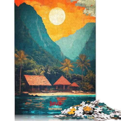 1000 Teile Java-Art-Poster-Puzzles, Schwierigkeitsgrad für Erwachsene, entspannende Spiele, Spielzeug, (75 x 50 cm) von QBIREX