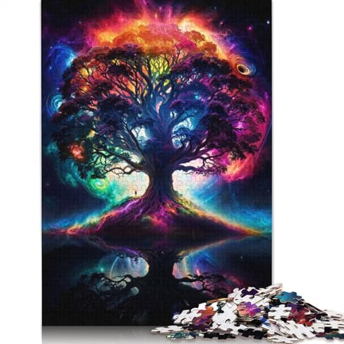 1000 Teile Kosmischer Lebensbaum Einheitspuzzle, Schwierigkeitsgrad für Erwachsene, Entspannungsspiele, Spielzeug, (75 x 50 cm) von QBIREX