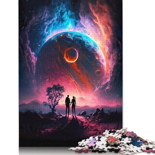 1000 Teile Puzzle „Cosmic Love Planetary“, Schwierigkeitsgrad für Erwachsene, Lernspielzeug, Spiele, Familiendekoration (75 x 50 cm) von QBIREX