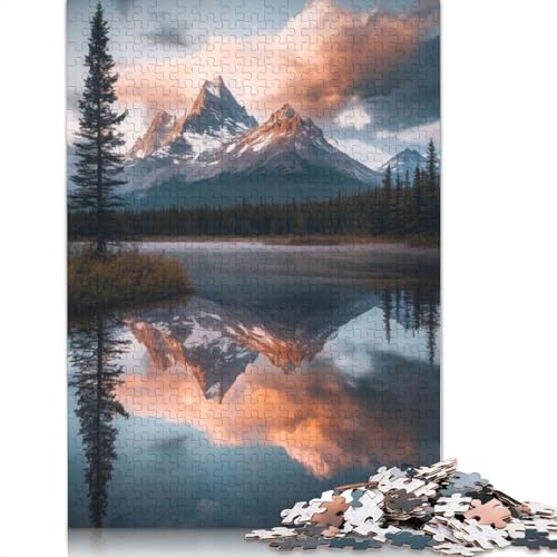 1000 Teile Puzzle „Reflection in Rockies“, Schwierigkeitsgrad Erwachsene, Lernspiel, Spielzeug, Familiendekoration (75 x 50 cm) von QBIREX