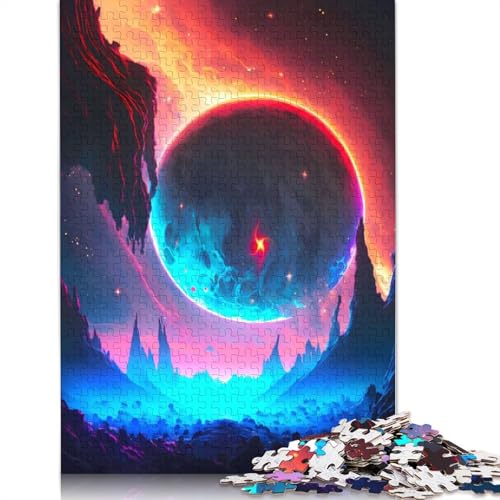 1000 Teile Puzzle mit rot-Blauer Sternenlandschaft, Schwierigkeitsgrad, Lernspiele, Spielzeug, (75 x 50 cm) von QBIREX