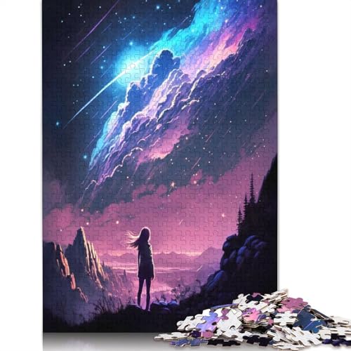 1000 Teile Sternschnuppen-Landschaftspuzzle, Schwierigkeitspuzzle, Lernspiel, Spielzeug, Familiendekoration (38 x 26 cm) von QBIREX