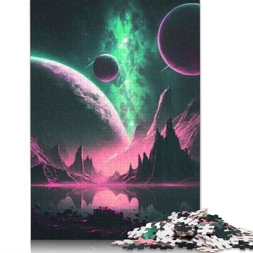 1000 Teile Strahlungsplaneten-Landschaftspuzzle, Schwierigkeitspuzzle, Lernspiel, Spielzeug, Familiendekoration (75 x 50 cm) von QBIREX