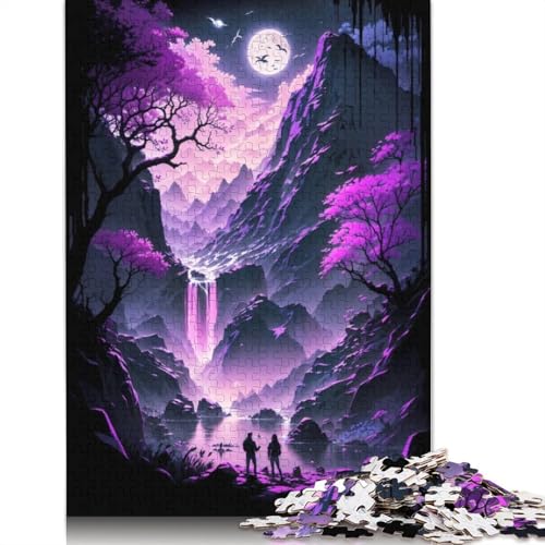 1000 Teile Unendliche lila Landschaft für Erwachsene, schwierige Holzpuzzles, Puzzles für Erwachsene, Lernspiel, Herausforderungsspielzeug, 1000 Stück (75 x 50 cm) von QBIREX