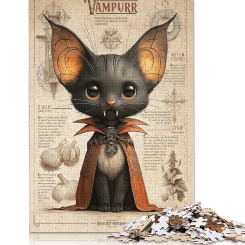 1000 Teile Vampirkatze Vampirkreatur Papierpuzzles Papierpuzzles für Erwachsene und Jugendliche ab 12 Jahren 1000 Stück (38 x 26 cm) von QBIREX