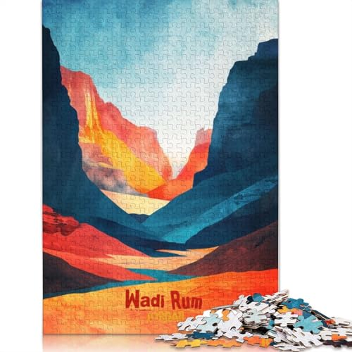 1000 Teile Wadi Rum Kunstposter-Puzzle, Schwierigkeitsgrad für Erwachsene, entspannendes Spiel, Spielzeug, (38 x 26 cm) von QBIREX