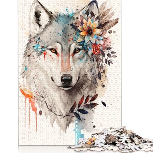 1000 Teile Weißer Wolfskopf-Puzzle für Erwachsene, Puzzle-Puzzles für Erwachsene, Lernspiele, DIY-Spielzeug, 1000 Teile (75 x 50 cm) von QBIREX
