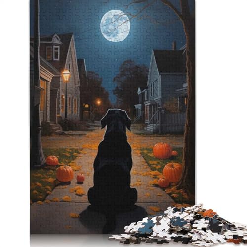1000-teiliges Black Lab Halloween Night Street-Puzzle für Erwachsene und Teenager. Puzzle für Familienspaß und Spieleabend. 1000 Teile (75 x 50 cm) von QBIREX