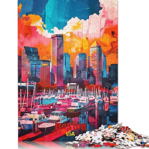 1000-teiliges Boston-Kunstposter-Puzzle für Erwachsene, Schwierigkeitsgrad: Puzzle, Lernspielzeug, Spiele, Familiendekoration (75 x 50 cm) von QBIREX