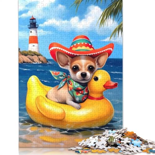 1000-teiliges Chihuahua-Urlaubs-Puzzle für Erwachsene, Papierpuzzle für Erwachsene, für Familienspaß und Spieleabend, 1000 Teile (38 x 26 cm) von QBIREX