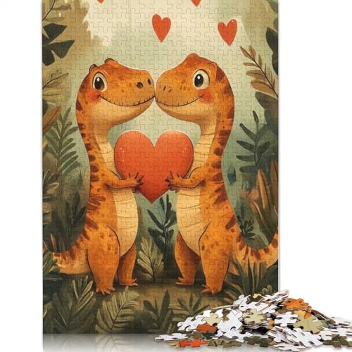 1000-teiliges Dinosaurier-Liebes-Puzzle für Erwachsene und Teenager, Lernspielzeug aus Papier, 1000 Teile (38 x 26 cm) von QBIREX