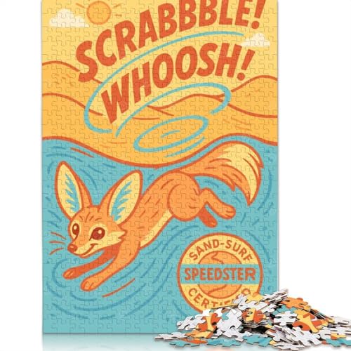 1000-teiliges Fennek-Fuchs-Sand-Surf-Puzzle für Erwachsene und Teenager, 1000 Teile (75 x 50 cm) von QBIREX