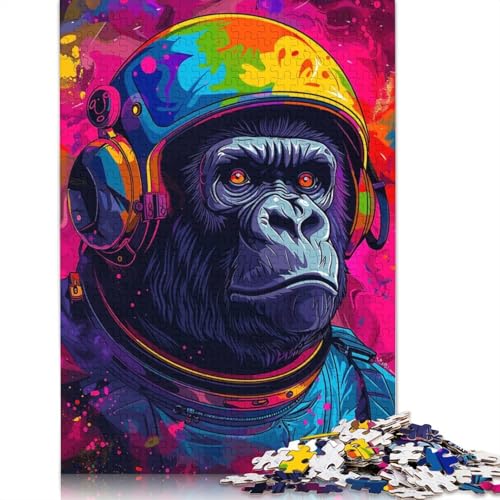 1000-teiliges Gorilla-Astronauten-Weltraum-Puzzle für Erwachsene und Jugendliche, Papierpuzzle, Lernspiel, Herausforderung, Spielzeug, Geburtstagsgeschenke, 1000 Stück (38 x 26 cm) von QBIREX