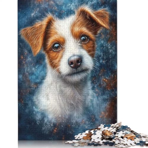 1000-teiliges Jack-Russell-Terrier-Welpen-Puzzle für Erwachsene, Papierpuzzles, Puzzles für Erwachsene, Lernspiel, Herausforderungsspielzeug (38 x 26 cm) von QBIREX
