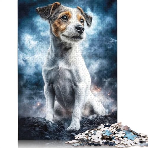 1000-teiliges Jack Russell Terrier im Sturm-Puzzle für Erwachsene, Puzzles, Lernspielzeug, 1000 Stück (75 x 50 cm) von QBIREX