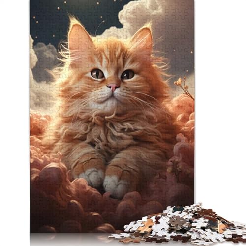 1000-teiliges Kätzchen auf Flauschigen Wolken-Puzzle für Erwachsene, Puzzle, Puzzle für Erwachsene, einzigartige Heimdekoration und Geschenke, 1000 Teile (75 x 50 cm) von QBIREX