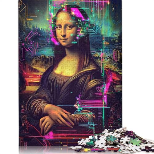 1000-teiliges Mona Lisa Synthwave Cyberpunk Art Puzzle für Erwachsene, Papierpuzzle, Puzzle für Erwachsene, 1000 Stück (75 x 50 cm) von QBIREX