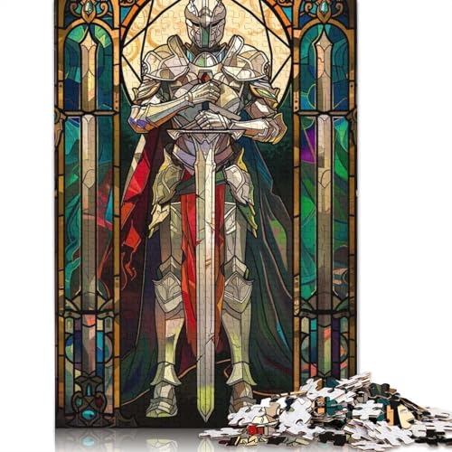 1000-teiliges Paladin-Krieger-Puzzle aus Buntglas für Erwachsene Teenager, Papierpuzzles, nachhaltiges Puzzle für Erwachsene | Spiele 1000 Teile (38 x 26 cm) von QBIREX