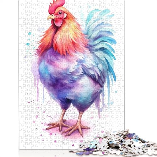 1000-teiliges Puzzle, Aquarell-Hühnerkunst, Puzzle für Papppuzzles, Lernspielzeug, 1000 Stück (75 x 50 cm) von QBIREX