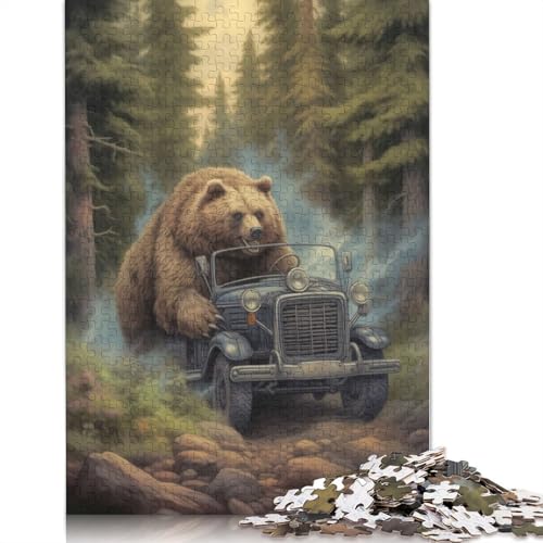 1000-teiliges Puzzle „Bär auf der Flucht“ für Erwachsene, Puzzle für Erwachsene und Jugendliche ab 12 Jahren, 1000 Teile (75 x 50 cm) < von QBIREX