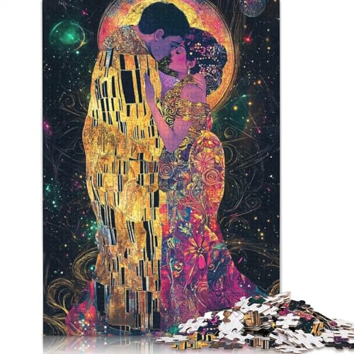 1000-teiliges Puzzle „Der Kuss“, himmlische Fantasie, Jugendstil, für Erwachsene, Papierpuzzle, Lernspiel, Herausforderung, Spielzeug, Geburtstagsgeschenk (38 x 26 cm) von QBIREX
