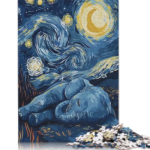1000-teiliges Puzzle „Elefant unter dem Sternenhimmel“ für Erwachsene, Papierpuzzle, Lernspiel, Herausforderung, Spielzeug, Geburtstagsgeschenke, 1000 Stück (38 x 26 cm) von QBIREX