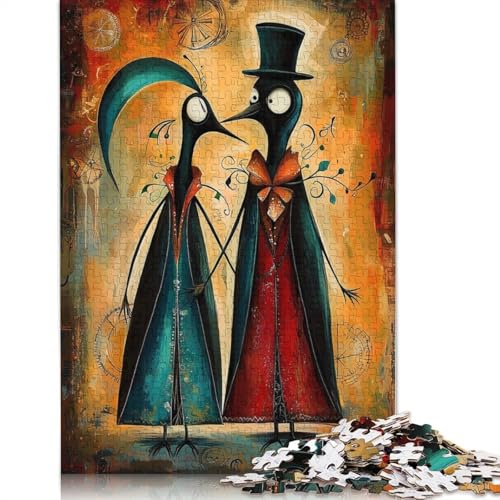 1000-teiliges Puzzle „Ewige Umarmung“, Steampunk-Pinguin-Liebhaber, für Erwachsene, Papierpuzzle, Lernspiel, Herausforderung, Spielzeug, Geburtstagsgeschenke (75 x 50 cm) von QBIREX