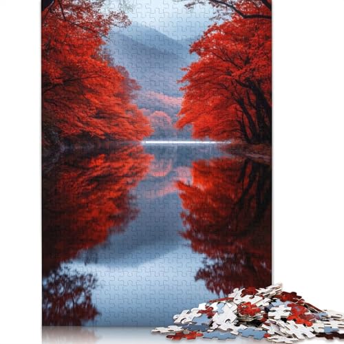1000-teiliges Puzzle „Herbstreflexionen“, Schwierigkeitsgrad für Erwachsene, stärkt die Beziehungen zwischen Familienmitgliedern (75 x 50 cm) von QBIREX