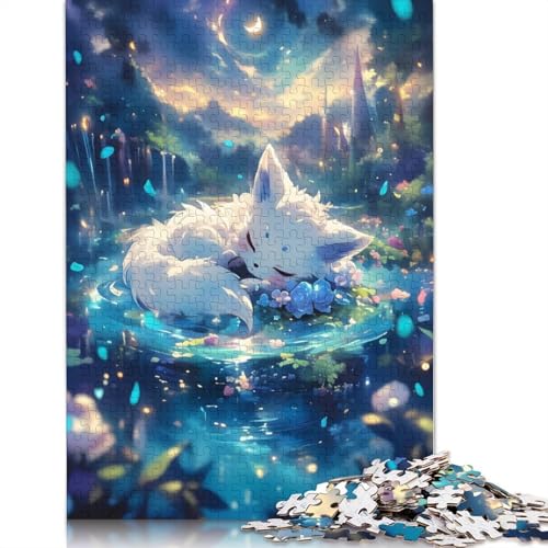 1000-teiliges Puzzle „Schlafender Fuchs im Fantasiewald“ für Erwachsene, Papierpuzzle, Lernspiel, Herausforderung, Spielzeug, Geburtstagsgeschenke, 1000 Stück (38 x 26 cm) von QBIREX