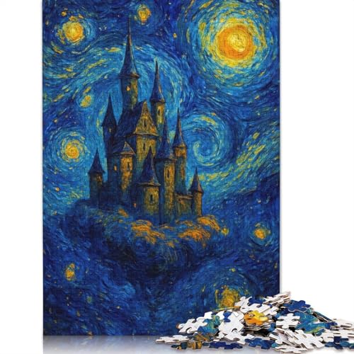 1000-teiliges Puzzle „Schloss im Sternennacht-Stil“ für Erwachsene und Teenager, Lernspiele für zu Hause, DIY-Spielzeug, 1000 Teile (38 x 26 cm) von QBIREX