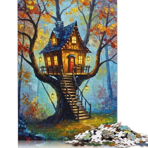 1000-teiliges Puzzle „Verzaubertes Baumhaus“ für Erwachsene, Papierpuzzles für Teenager, Geschenke, einzigartige Heimdekoration und Geschenke, 1000 Stück (38 x 26 cm) von QBIREX