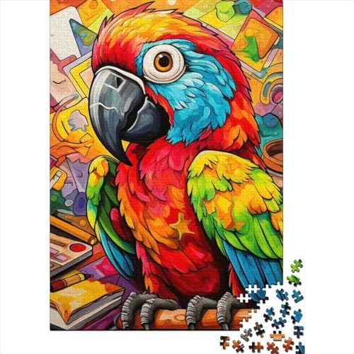 1000-teiliges Puzzle für Erwachsene, Kunst, Papagei, Tier, quadratisches Puzzle, für Erwachsene und Jugendliche, Holzpuzzle, Heimkunstdekor, 1000 Teile (75 x 50 cm) von QBIREX