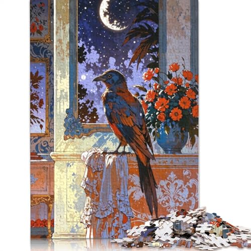 1000-teiliges Puzzle für Erwachsene, eine Krähe auf Stoff, Puzzle für Erwachsene, Papppuzzle, Lernspiel für Erwachsene, 1000 Teile (75 x 50 cm) von QBIREX