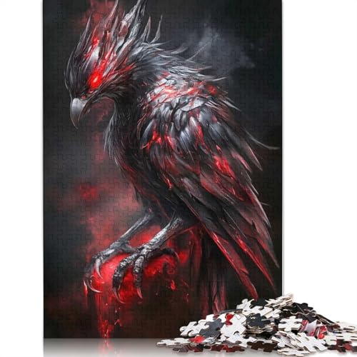 1000-teiliges Puzzle für Erwachsene mit dem Motiv „Fiery Raven“, Papierpuzzle für Erwachsene, Lernspiel, Herausforderungsspielzeug, 1000 Stück (38 x 26 cm) von QBIREX
