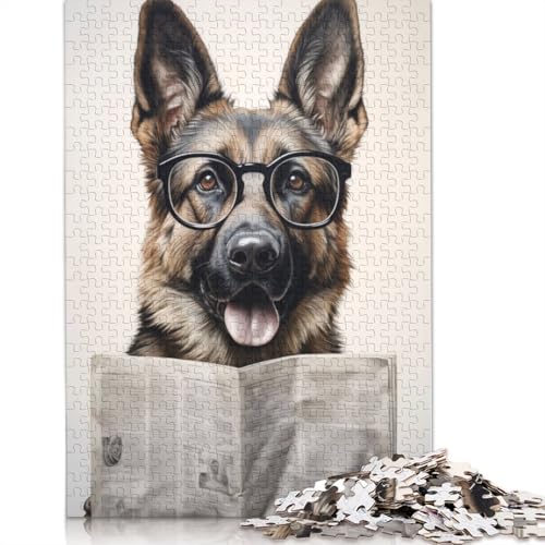 1000-teiliges Puzzle für Erwachsene: Hund liest Zeitung, nachhaltiges Holzpuzzle für Erwachsene, 1000 Teile (75 x 50 cm). von QBIREX