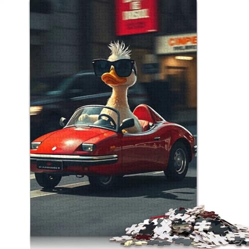 1000-teiliges Puzzle mit Ente, die EIN rotes Cabrio fährt, für Erwachsene und Teenager, Lernspiele für Zuhause, DIY-Spielzeug, 1000 Stück (75 x 50 cm) von QBIREX