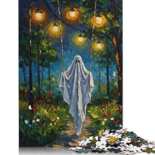 1000-teiliges Puzzle mit Geister-Motiv auf Einer Schaukel, für Erwachsene, Puzzle für Erwachsene und Jugendliche ab 12 Jahren, 1000 Teile (38 x 26 cm) < von QBIREX