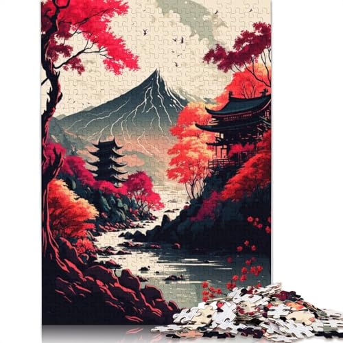 1000-teiliges Puzzle mit Gemälde des Fuji, ab 18 Jahren. Lernspiele für Erwachsene, Puzzles für Frauen, für Kinder ab 12 Jahren. 1000 Teile (75 x 50 cm) von QBIREX