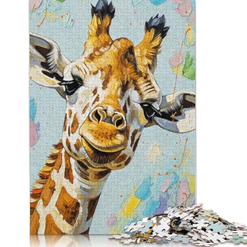 1000-teiliges Puzzle mit Giraffenporträt-Malerei für Erwachsene und Teenager, Lernspiele für Zuhause, DIY-Spielzeug, 1000 Stück (75 x 50 cm) von QBIREX